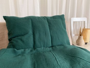 Mušelínové povlečení tmavě zelená bio bavlna