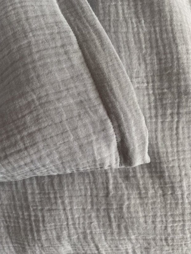 Mušelínové povlečení světle šedá bio bavlna - Rozměry: 140x200 + 70x90 cm (standard)