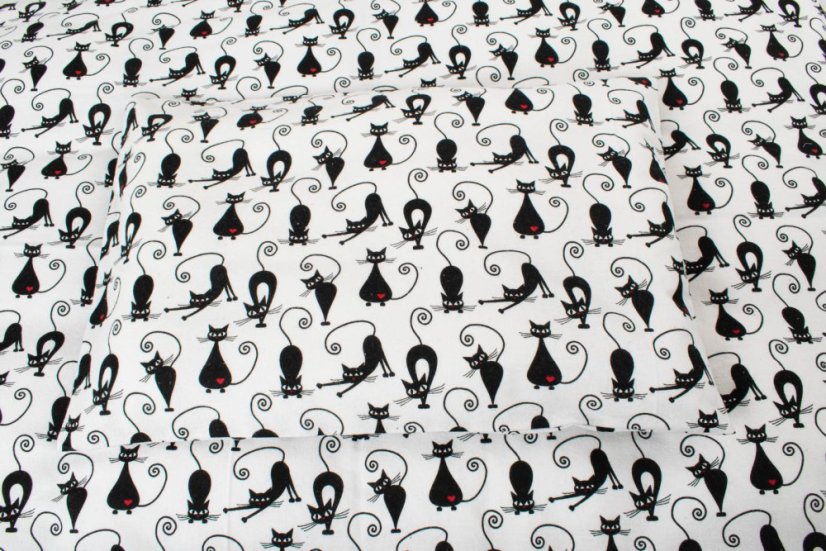 Dětské povlečení flanel kočky - Rozměry: 90x130 + 40x60 cm
