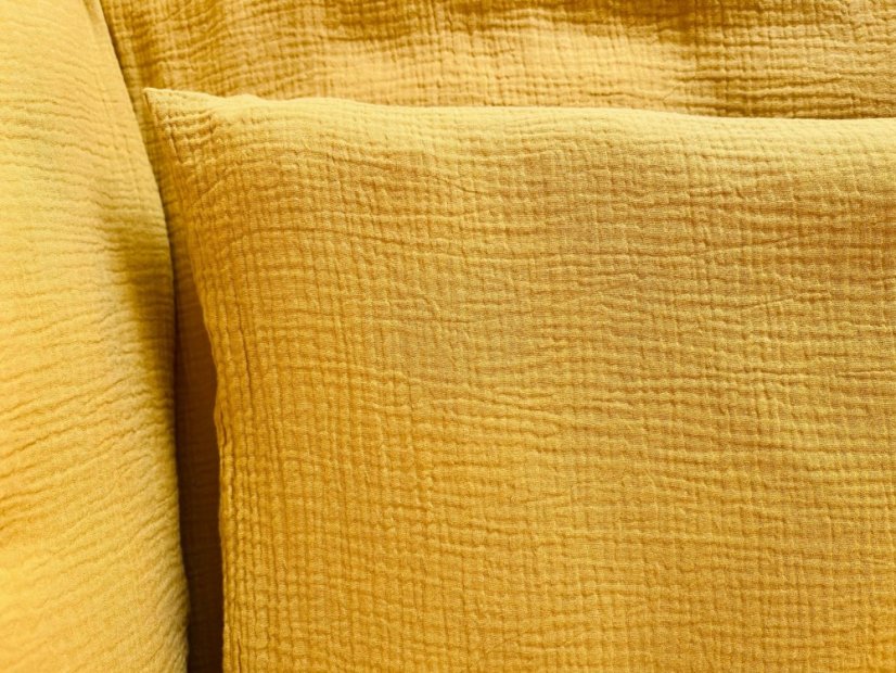 Mušelínové povlečení hořčicová - Rozměry: 140x200 + 70x90 cm (standard)