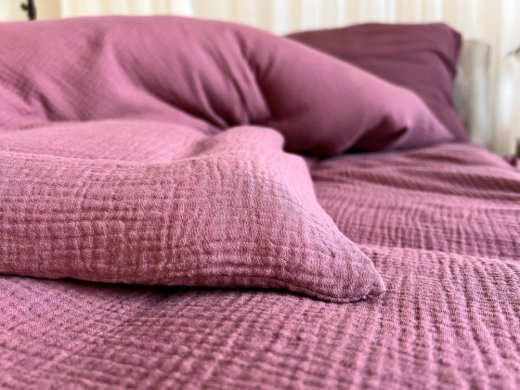 Mušelínové povlečení bordo - Rozměry: 140x200 + 70x90 cm (standard)