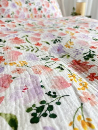 Mušelínové povlečení barevné květy - Rozměry: 140x200 + 70x90 cm (standard)