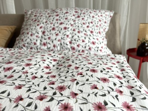 Mušelínové povlečení květiny bio bavlna - Rozměry: 140x200 + 70x90 cm (standard)