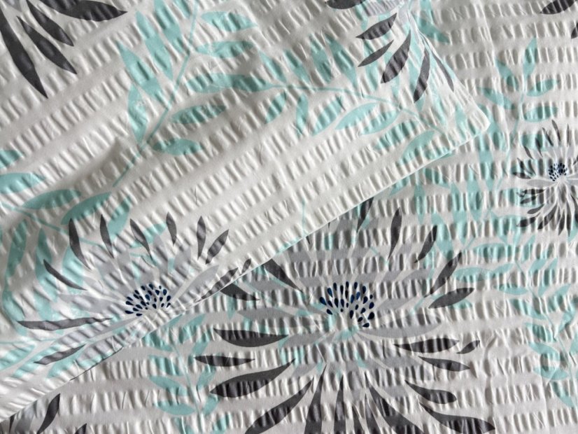 Krepové povlečení květy mentol - Rozměry: 140x200 + 70x90 cm (standard)
