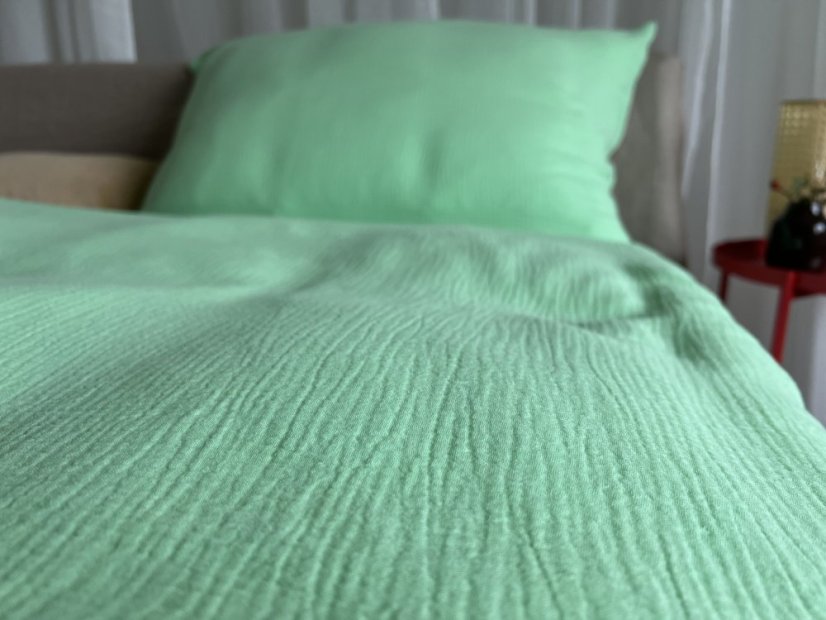 Mušelínové povlečení limetka bio bavlna - Rozměry: 140x200 + 70x90 cm (standard)