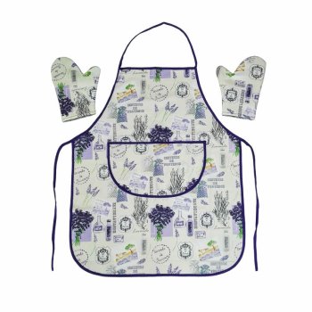 Sada kuchyňská zástěra + 2x chňapka provence