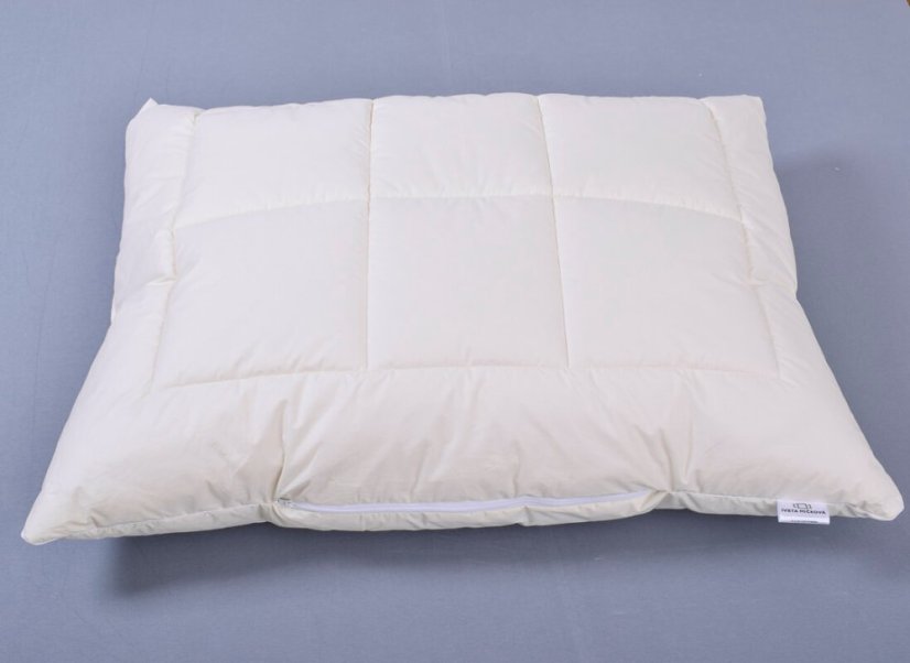 Prošívaný kombinovaný polštář z ovčí vlny StříbroAktiv smetanová - Rozměry: 70x90 cm s vnitřním polštářem