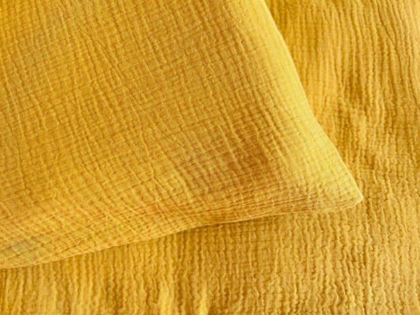Mušelínové povlečení hořčicová - Rozměry: 140x200 + 70x90 cm (standard)