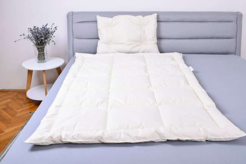 Celoroční dětský set z ovčí vlny StříbroAktiv smetanová - Rozměry: 90x130 + 40x60 cm