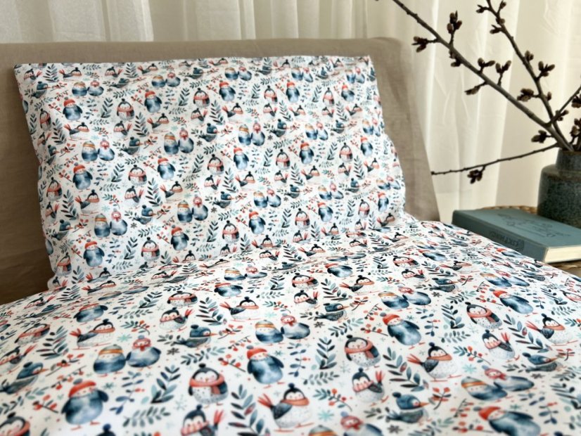 Dětské povlečení bavlna ptáčci modří - Rozměry: 90x130 + 40x60 cm