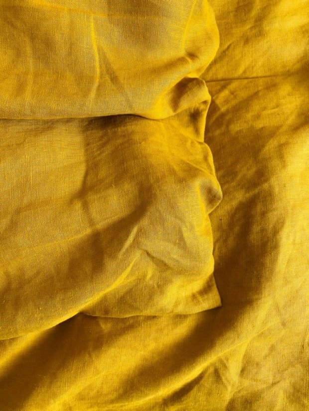 Lněné povlečení v barvě OKROVÁ - Rozměry: 140x200 + 70x90 cm (standard)