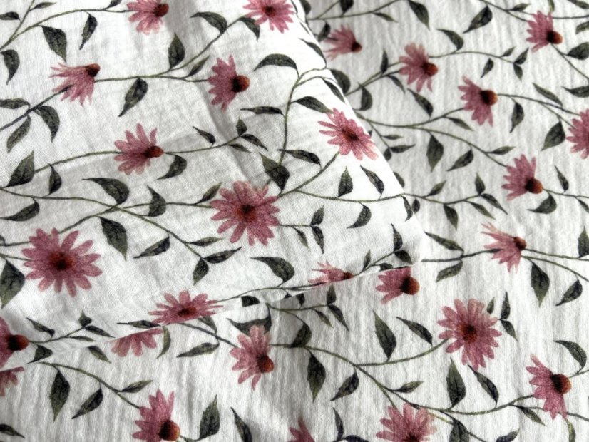 Mušelínové povlečení květiny bio bavlna - Rozměry: 140x200 + 70x90 cm (standard)