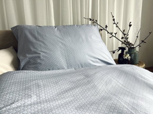 Bavlněné povlečení ornamenty modro-šedé - Rozměry: 140x200 + 70x90 cm (standard)